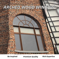 Fenêtre à battant arquée en aluminium moderne Grain de bois à moitié persienne pliante Isolation thermique insonorisée pour hôtels/villas