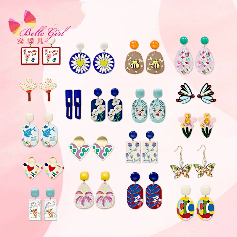 Bijoux de corée du monde, boucles d'oreilles pour femmes, 2022 en argile polymère, argent 925, tournesol géométrique, fleur de tournesol, résine acrylique