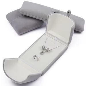 Bán Buôn Sang Trọng Nhung Hộp Đồ Trang Sức Màu Grey Giải Pháp Lưu Trữ Cho Ngọc Trai Vòng Đeo Tay Cưới Dây Chuyền Bông Tai Nhẫn - Product Image 5