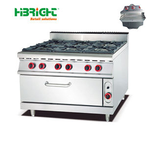 Durable Stainless Steel 4-Burner <b>Gas</b> <b>Griddle</b> with Oven and Lava Rock Grill Highbright Brand 3000W 220-240V - Product Image 4