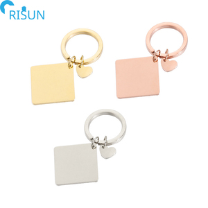Hot Bán New Thép Không Gỉ Trống Keychain Bán Buôn Tùy Chỉnh Dog Tag Tình Yêu Vòng Cổ DIY Vuông Peach Tim Khắc Keychain - Product Image 6