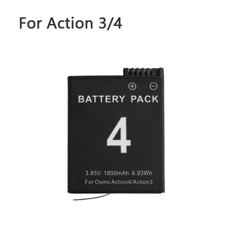 1800mah Action3/4 Battery Fast Charge Hub Full Decoded Battery for Action3/4 Camera Sports Camera Action3/4 Accessories