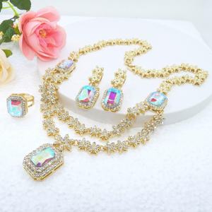 Jewelry Set <b>for</b> Women, Necklace Dangle Earrings <b>Bracelet</b> Set, Gold Plated Cubic Zirconia,Wedding Party Jewelry Bridal <b>Bridesmaid</b> - Product Image 2