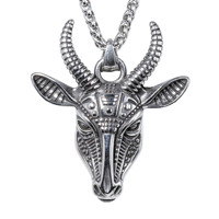 yunnique Collier Punk pour Homme en Acier Inoxydable avec Pendentif Tête de Chèvre Rétro Européen Américain, Bijou Gravé Signe du Zodiaque Animal, Cadeau