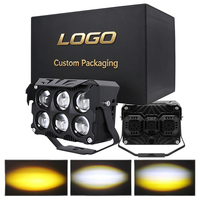 Projecteur LED Moto JHS 60W à 6 Lentilles avec Ventilateur de Refroidissement Intégré, Blanc Ambre, Feux de Croisement et de Route, Phare Auxiliaire Antibrouillard pour VTT UTV OEM