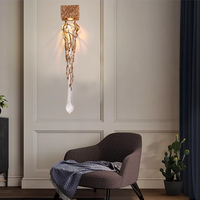 Lampe murale post-moderne de luxe léger, créative, pour chambre à coucher, lampe de chevet, ambiance artistique, escalier, Art Déco, cuivre, cristal