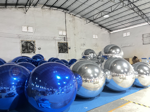 Boules de décoration suspendues bleues pour fêtes et mariages, design tendance, boule miroir <span class=keywords><strong>gonflable</strong></span> réutilisable, grandes boules brillantes - Product Image 6