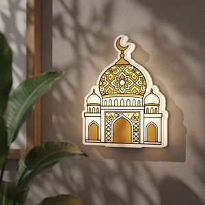 Lámpara Decorativa LED 3D con Forma <span class=keywords><strong>de</strong></span> <span class=keywords><strong>Mezquita</strong></span>, Luz Nocturna con Sensor <span class=keywords><strong>de</strong></span> Movimiento Inalámbrico, Recargable, Decoración Islámica para Ramadán - Product Image 1