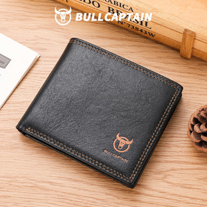 BULLCAPTAIN Slim Genuine Leather <b>Wallet</b> <b>For</b> <b>Men</b> Bifold Coin Pocket Credit Card Slots <b>RFID</b> Blocking Flip Pocket Purse - Product Image 1
