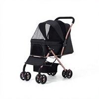 Poussette pour animaux de compagnie pour chats et chiens, acier au carbone, poussée bidirectionnelle, légère, pliable, transporteur d'animaux d'extérieur pour chiens