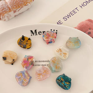 子供用3cm可愛いミニ爪クリップ可愛い動物猫大理石セルロースアセテート毛カニ爪薄髪用 - Product Image 1