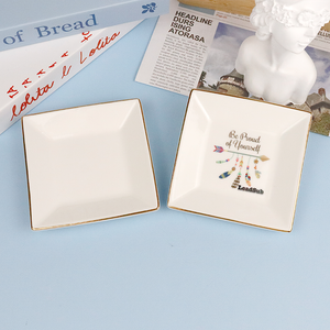 مجوهرات فاخرة مستديرة الشكل بحافة ذهبية فارغة مع شعار - Product Image 4