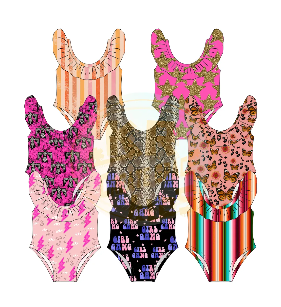 Set di costumi da bagno estivi personalizzati stampati in due pezzi Bikini abbigliamento da nuoto per bambini costumi da bagno per bambine