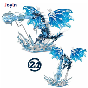 1843 pz stelo brina drago modello con luci a LED giocattolo per bambini divertimento creativo con scaglie ghiacciate e ruggito gelido - Product Image 2