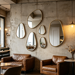 Espejo de Pared Decorativo Moderno de Lujo Personalizado, Grande, Irregular, Ovalado, con Marco de Metal Dorado, <span class=keywords><strong>para</strong></span> Baño y Sala de Estar - Product Image 4