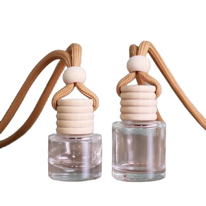 <b>5ml</b> 8ml 12ml Square Cylinder Transparent Screen Printed Car Air Freshener Empty Glass <b>Bottle</b> Wooden Cap Hanging <b>Perfume</b> <b>Bottle</b> - Product Image 2