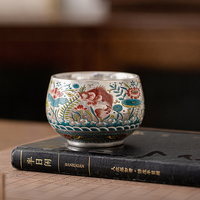 Service à thé chinois Kung Fu en émail argenté, tasse à thé en céramique, tasse à thé personnelle pour coffret cadeau de luxe, souvenir d'entreprise