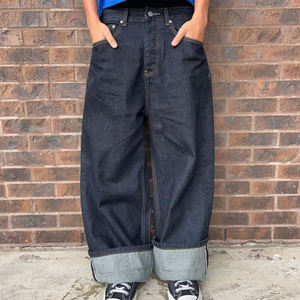 Custom Logo Embroidery Japanese Selvedge Denim <b>Jeans</b> Streetwear Straight Baggy <b>Jeans</b> Y2K Double Pocket Raw Denim <b>Jeans</b> Pants Men - Product Image 2