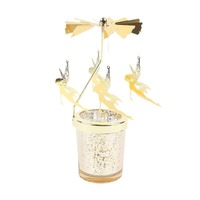 Support de bougie rotatif en fer forgé pour aromathérapie, lanterne créative en forme de moulin à vent, ornement doré pour fête de mariage, cadeau féminin