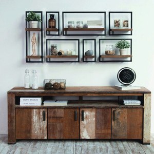 Étagère murale en bois de <span class=keywords><strong>pin</strong></span>, étagères de rangement en fil métallique, étagères flottantes en bois, accessoires de meubles muraux pour la maison - Product Image 6