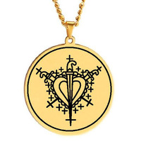 Pendentif Symbole Vévé Papa Legba Voodoo, Collier, Médaille, Amulette, Talisman, Charme, Bijou pour Rituels et Autel, Occultisme et Loa