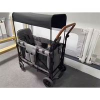 Poussette double pliable de luxe en alliage d'aluminium, chariot de voyage pour 4 enfants avec topper, MOQ 10 pièces, direct usine
