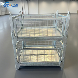 Palette de stockage pliable en acier <span class=keywords><strong>galvanisé</strong></span> robuste, cage à fil avec chariot - Product Image 1