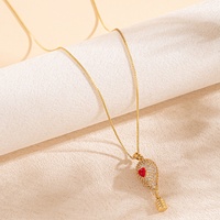Collier Cœur en Cuivre Zircon Doré 2026 avec Chaîne Maille Forçat, Bijou Tendance et Élégant pour Femme, Idéal pour Mariage, Saint-Valentin et Usage Quotidien