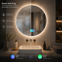 Miroir de salle de bain intelligent avec capteur radar, anti-buée automatique, écran tactile 5 pouces, éclairage LED