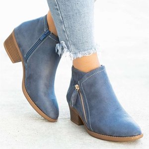 Stivaletti alla Caviglia in Camoscio <span class=keywords><strong>Beige</strong></span> alla Moda Xuanhui per Donne, Scarpe Autunno-Inverno Trendy con Tacco Basso e Zip Laterale - Product Image 5