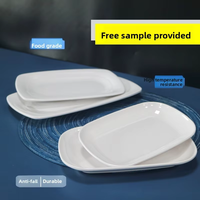 Platos al por mayor de melamina blanca con patrón sólido para hoteles comerciales, ideales para platos especiales de pescado, hot pot y rollos de arroz al vapor.