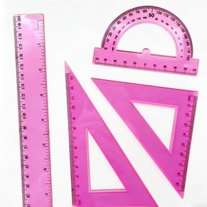 Juego de Reglas de Papelería de Colores para Estudiantes, 4 Piezas, con Regla Recta, Regla Triangular y Transportador, Ideal para Estudiantes Escolares - Product Image 1