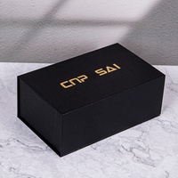 Boîte noire simple avec estampage à chaud doré, emballage de marque haut de gamme, boîte de luxe personnalisée avec couvercle magnétique, boîte cadeau