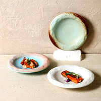 Assiette en céramique à glaçure réactive, effet de transmutation au four, vintage, rustique, faite à la main, unique pour la salle à manger