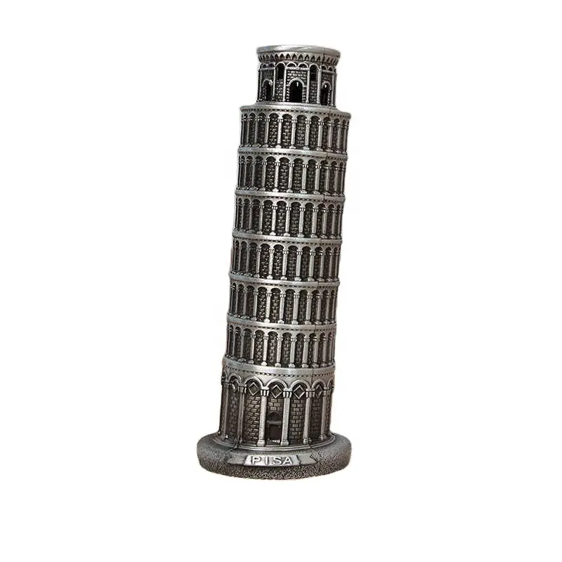 Figurina di decorazione per la casa fatta a mano torre pendente retrò di Pisa modello artigianato in metallo ornamenti per ufficio regali torre di buon auspicio