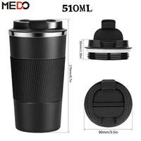 Mug de voyage isotherme 380 ml et 510 ml avec étui de protection en cuir, en acier inoxydable 304, portable, pour voiture, bureau, cadeau, personnalisable