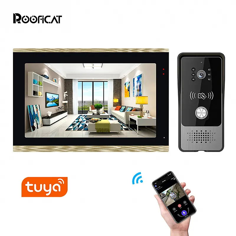 売れ筋Android10インチデジタルタッチスクリーンtuyaビデオドア電話アパートメントビデオドアベルインターホン電話システム