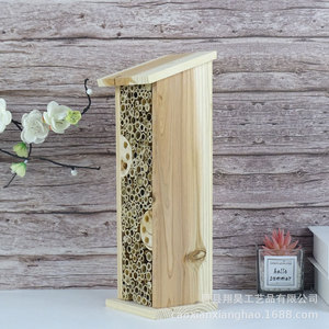 Nido de Insectos de Madera Rectangular, Color Madera Natural, Adorno Colgante para Jardín Exterior - Product Image 2