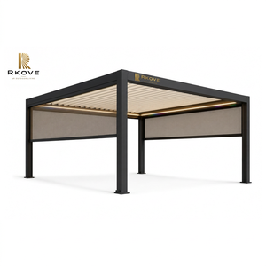Pérgola Moderna para Exteriores RKOVE RK-C3 de 4*4m, Gazebo con Techo de Láminas, Pabellón para Patio con Persianas Laterales para Jardín o Terraza - Product Image 6