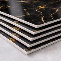 Panneau mural en marbre UV WYRAX 1220x2440mm 3.0mm Marbre noir doré Luxe Haute brillance Imperméable Fond de télévision