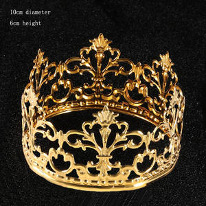 Couronne miniature de style rétro, diadème <span class=keywords><strong>doré</strong></span> en strass, couronne ronde, couronne de gâteau - Product Image 5