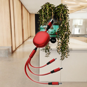 Cavo <span class=keywords><strong>USB</strong></span> 3-in-1 Retrattile Tipo-C <span class=keywords><strong>Micro</strong></span> MFI per Ricarica Rapida Compatibile con <span class=keywords><strong>iPhone</strong></span> 14/15/12/11 Pro Max IOS Computer TPE - Product Image 2