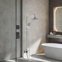 Robinet de douche thermostatique en laiton de qualité professionnelle, système de douche pluie mural avec douchette à main pour salle de bain