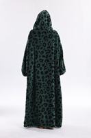 Peignoir à capuche doux pour la peau, grande taille, motif léopard vert, poche avant en forme de pomme, idéal pour le spa et les moments de détente
