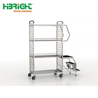 Chariot de manutention à plateaux en treillis métallique pour entrepôt et supermarché, avec échelle