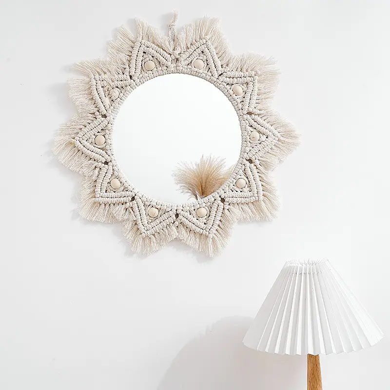 Specchio da parete decorativo Boho Macrame per la decorazione della stanza di casa