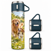 Gourde isotherme portable en acier inoxydable, écologique et durable, avec 3 couvercles, personnalisable par sublimation, idéale pour cadeau d'entreprise extérieur
