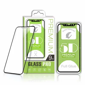 Película de vidro 5d hd para iphone, película protetora anti-choque para iphone