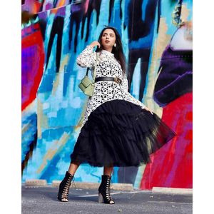 FOXA Women's Long Sleeve Round Neck <b>Asymmetrical</b> <b>Hem</b> Casual Blouse <b>Top</b> Loose Woven Translucent Dress - Product Image 6
