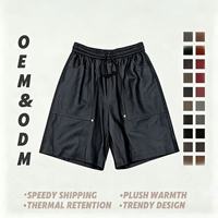 Shorts en cuir mini imperméables décontractés pour femmes, en véritable peau de mouton noire, avec cordon de serrage, taille élastique et poches profondes, pour tous les jours